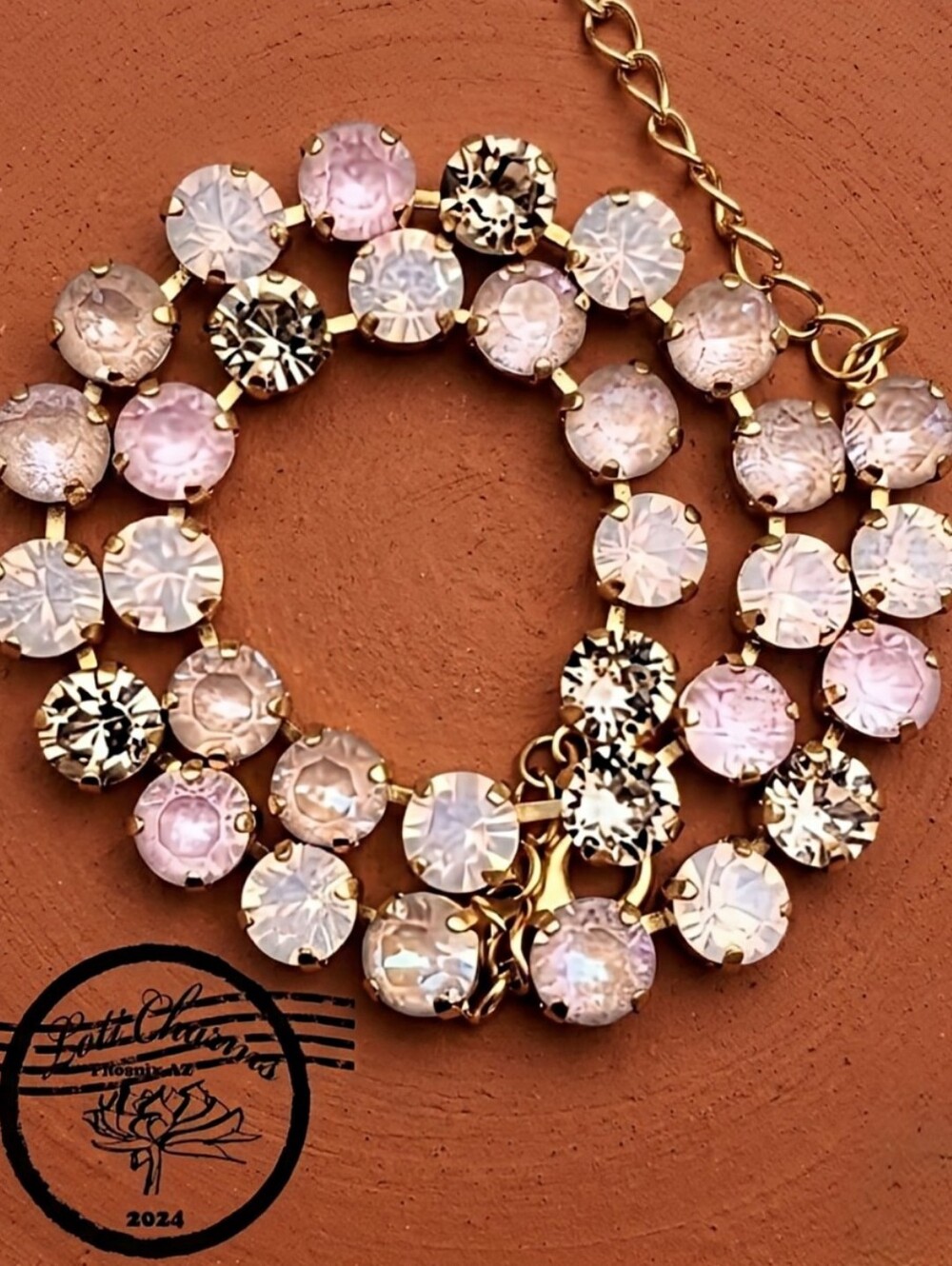 A Ballerina Babe Pink In Austrian Crystals Set On Gold Plated Necklace